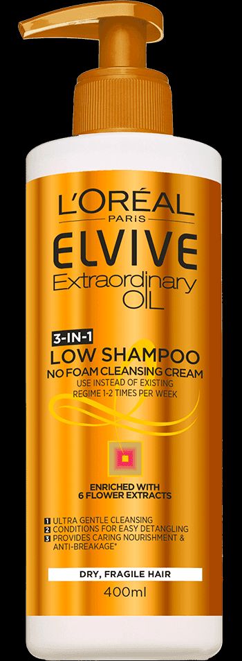 شامبو الفيف إكسترا أورديناري أويل لو شامبو جنتل كلينسينج كريم من لوريال ELVIVE Extraordinary Oil Low Shampoo Gentle Cleansing Cream