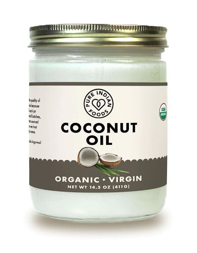 زيت جوز الهند البكر المعتمد كمنتج عضوي من بيور إنديان فودز Coconut Oil Virgin &amp; Certified Organic Pure Indian Foods
