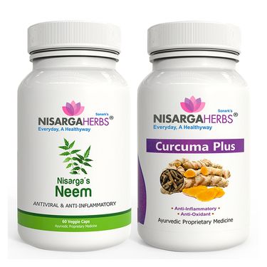 باقة مُكملات النيم والكركم Neem &amp; Curcuma Plus من نيسارجا هيربس Nisarga Herbs