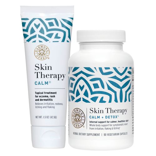علاج الجلد المهدئ + مكمل الديتوكس Skin Therapy Calm + Detox® DUO Supplement &amp; Topical من هارموني هيربال Harmony Herbal